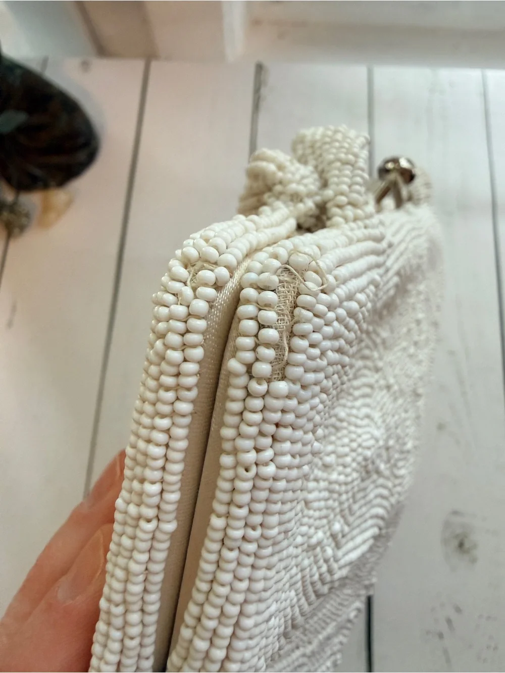Walborg | Vintage Hand-Beaded Ivory Evening Bag, Made in Belgium